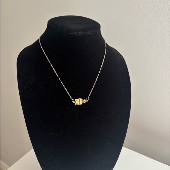 Gold Tone Owl Pendant Necklace in Yellow and Orange - Picture 3 of 6